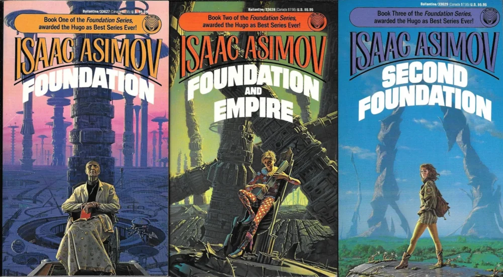 Vintage science fiction books in a specialized bookstore in Badalona