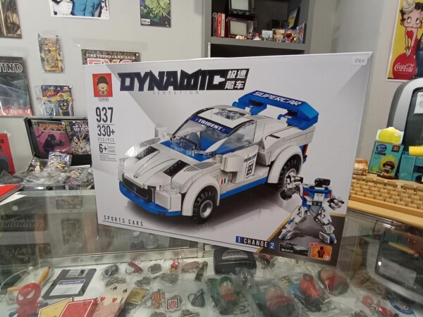 lego oferta liquidacion coche transformer blanco azul