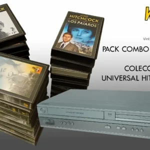 lettore combinato di film di Hitchcock in formato VHS con pacchetto vintage Wham