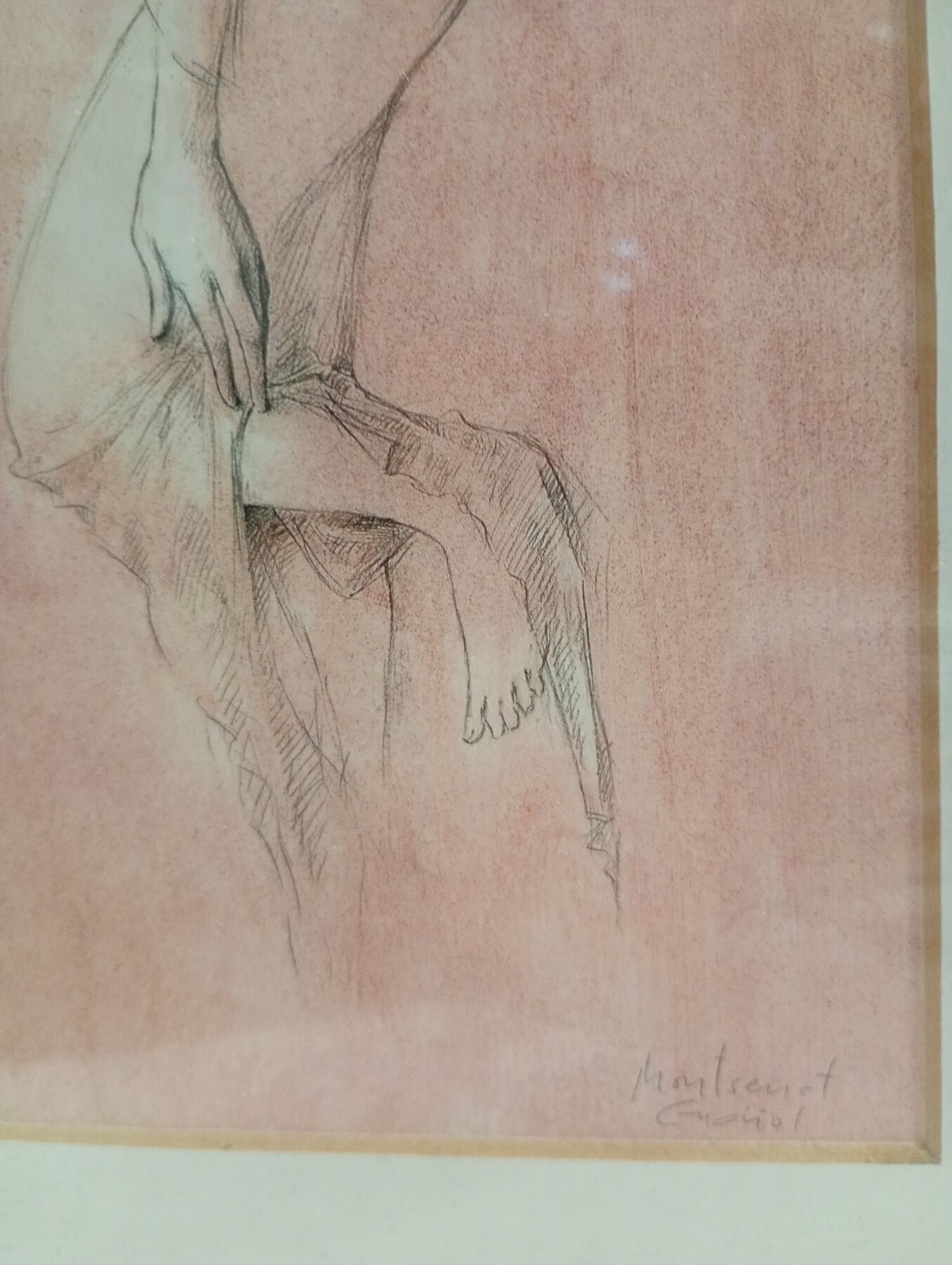 Obra Gráfica de MONTSERRAT GUDIOL (1933-2015) - Figura Femenina, Dibujo a Tinta y Sanguina (Reproducción lito) - Imatge 6