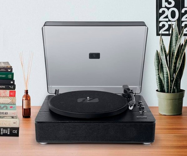 Maleta tocadiscos con altavoces MUSE MT-106 BT Wood - Madera NEGRO