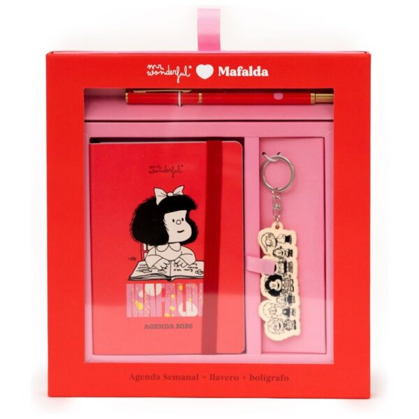 SET AGENDA POCKET A6 2026 SEMANAL + LLAVERO + BOLIGRAFO MAF -