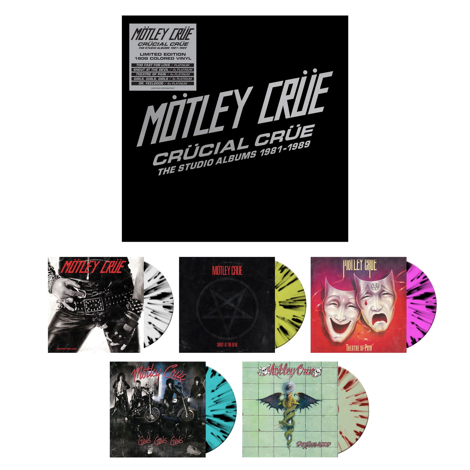 MÖTLEY CRUE - Crucial Crue Gift Box Set: 5 Heavy Metal LPs with 5