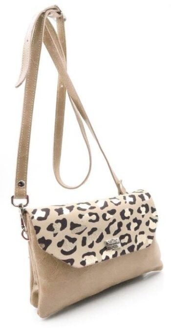 BOLSITO BANDOLERA PIEL CREMALLEERA Y SOLAPA LEOPARD 20X13 C -