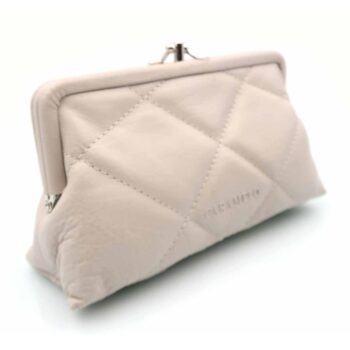 MONEDERO BOQUILLA NAPA DIBUJO ROMBO BEIGE -