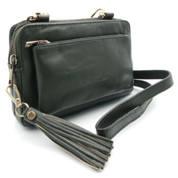 BOLSO PIEL NAPA BANDOLERA DOBLE VERDE -
