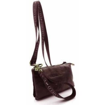 SAC BANDOULIÈRE EN CUIR À 2 COMPARTIMENTS, COULEUR LÉGUME, MARRON -