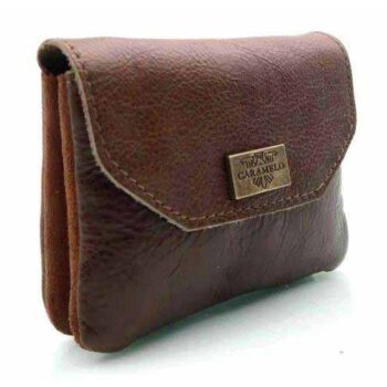 MONEDERO PIEL PEQUEÑO SOLAPA VEGETAL MARRON -