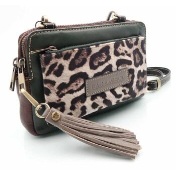 BOLSITO PIEL ANIMAL PRINT BANDOLERA VERDE -