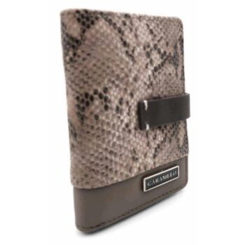 BILLETERA PIEL SNIKE CON BROCHE PEQUEÑA MARRON -