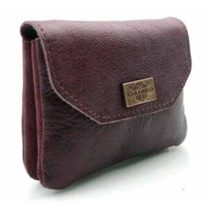 SMALL LEATHER WALLET WITH BURGUNDY VEGETARIAN FLAP -