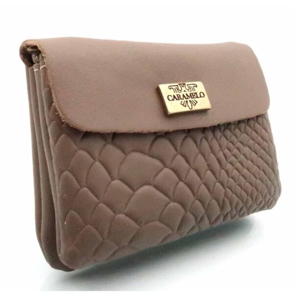MONEDERO PIEL SNIKE DOBLE CON SOLAPA TAUPE -