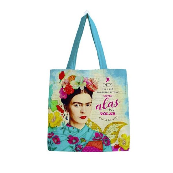 BOLSA ALGODON FRIDA KAHLO MEDIANA ALAS PARA VOLAR -