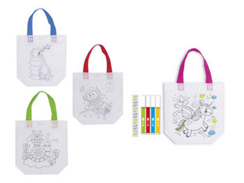 BOLSA PARA COLOREAR + 4 ROTULADORES LAVABLES Y STICKERS -