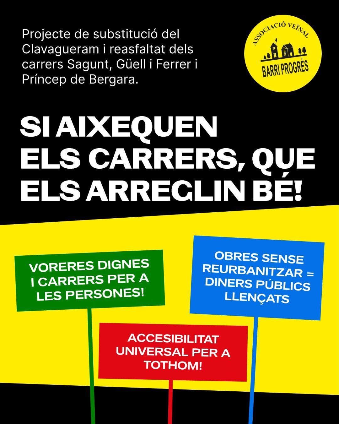 protesta vecinal barrio progres obras de levantamiento calles pavimento