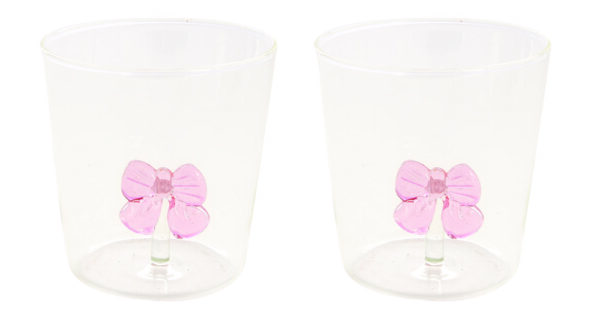 SET 2 VASOS 350 ML LAZO ROSA + CAJA REGALO - EASY LIFE Colección TWIST & MATCH