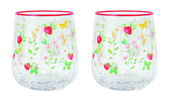 SET 2 VASOS 500 ML JARDIN DE FRESAS + CAJA REGALO - EASY LIFE Colección JARDIN DES FRAISES