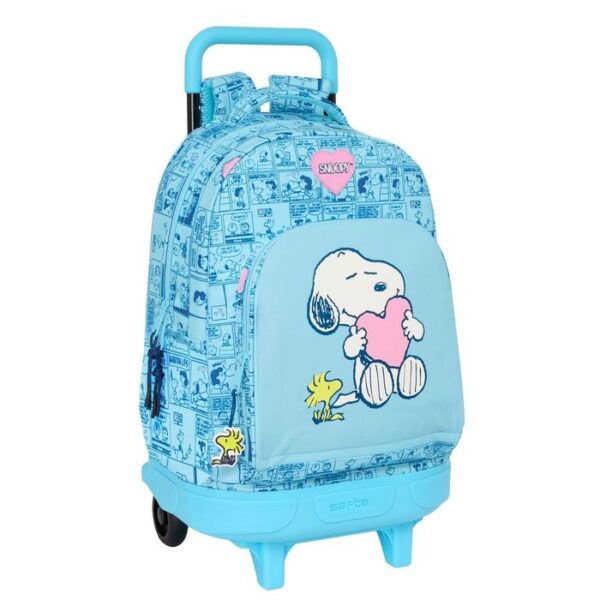MOCHILA ESCOLAR + CARRO COMPACT EXTRAIBLE SNOOPY LOVE -