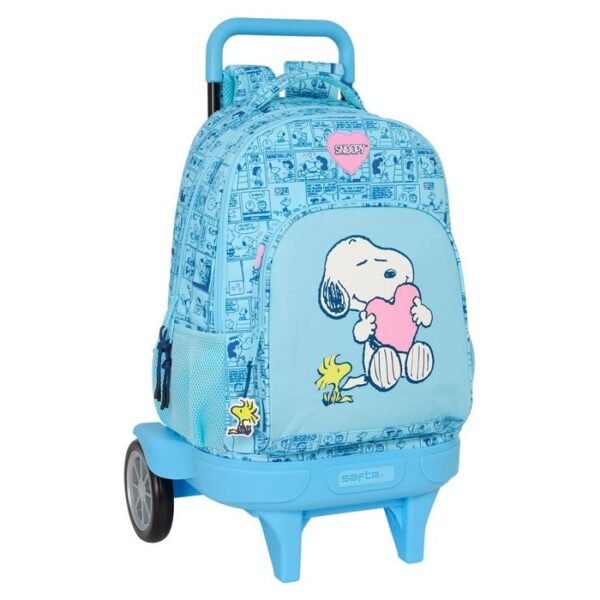 MOCHILA ESCOLAR + CARRO COMPACT EVOL, EXTRAIBLE SNOOPY LOVE -
