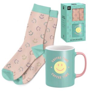 SET REGALO TAZA 300ML CON CALCETIN SMILE COLOR - DCASA Colección NEON BASICS