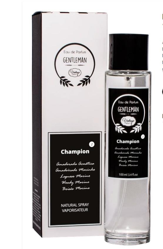 PERFUME MASCULINO 100ML VINTAGE CHAMPION - NATUAROMATIC GEL Colección VINTAGE PARFUM