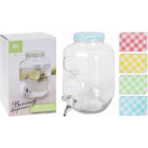 DISPENSADOR DE BEBIDAS DE CRISTAL 4 LITROS COLORES SURTIDOS - KOOPMAN Colección TARROS