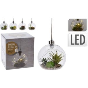 BOLA CRISTAL COLGANTE PLANTA CON LED SURTIDAS - KOOPMAN Colección PLANTAS