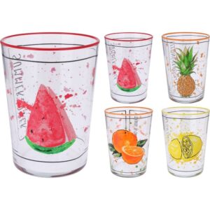SET DE 4 VASOS FRUITS - KOOPMAN Colección VIDRIO DOMESTICO