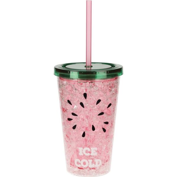 VASO CON TAPA Y PAJITA FRUTA SURTIDOS - KOOPMAN Colección SERVICIO MESA