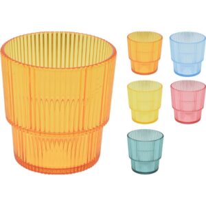 VASO 325ML APILABLES RAYAS RELIEVE COLORES SURTIDOS - KOOPMAN Colección HOUSEHOLD PLASTICS