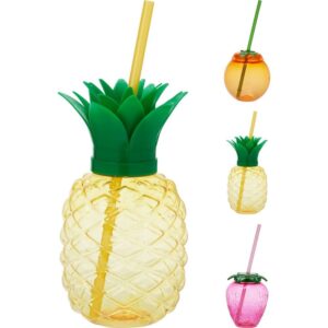 VASO FORMA DE FRUTA TROPICAL CON PAJITA - KOOPMAN Colección SERVICIO MESA