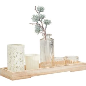 SET DECORATIVO 6 PIEZAS PORTAVELAS DE TE BANDEJA - KOOPMAN Colección PORTAVELA