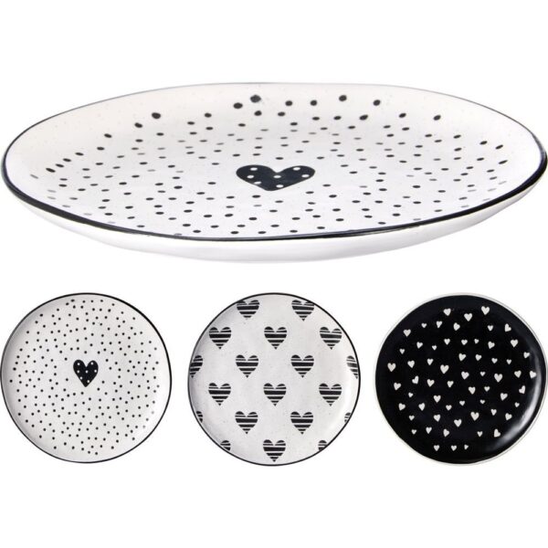 PLATO GRES 205MM BLACK & WITHE - KOOPMAN Colección SERVICIO MESA