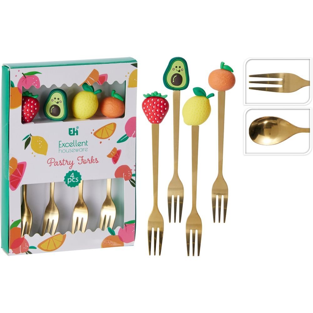 SET DE 4 CUBIERTOS FRUITS SURTIDOS CUCHARITAS/TENEDORES - KOOPMAN Colección SERVICIO MESA