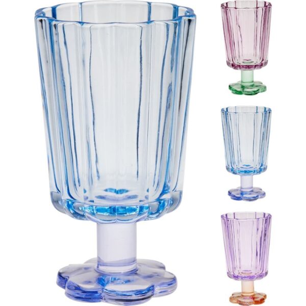 VASO DE CRISTAL CON FORMA DE FLOR 230ML SURTIDOS - KOOPMAN Colección HOUSEHOLD GLASS