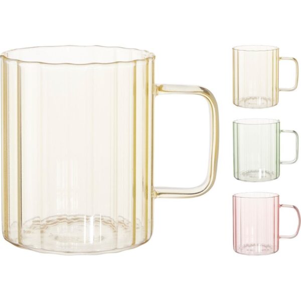TAZA VIDRIO BOROSILICATO 400ML COLORES SURTIDOS - KOOPMAN Colección HOUSEHOLD GLASS