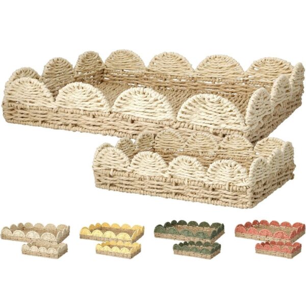 SET 2 BANDEJAS RECTANGULARES BORDES COLORES SURTIDOS - KOOPMAN Colección DECORATION