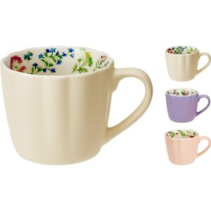 TAZA NEW BONE INTERIOR DECORADO COLORES SURTIDOS - KOOPMAN Colección SERVICIO MESA