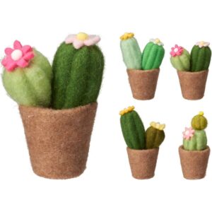 CACTUS CON FLORES EN MACETA FIELTRO SURTIDOS - KOOPMAN Colección FLOWERS/PLANTS