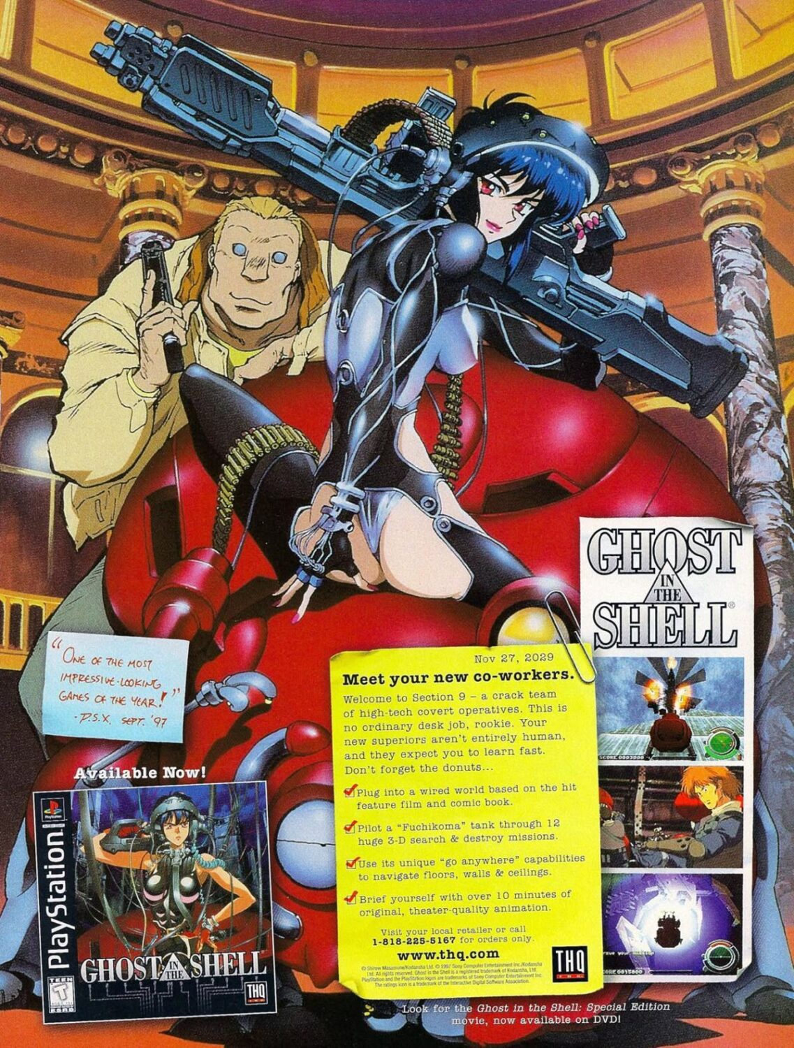 Ghost In the Shell - Anuncio Retro Videojuego Shirow Masamune  -  Lámina Poster Print A3 Plus Super HD