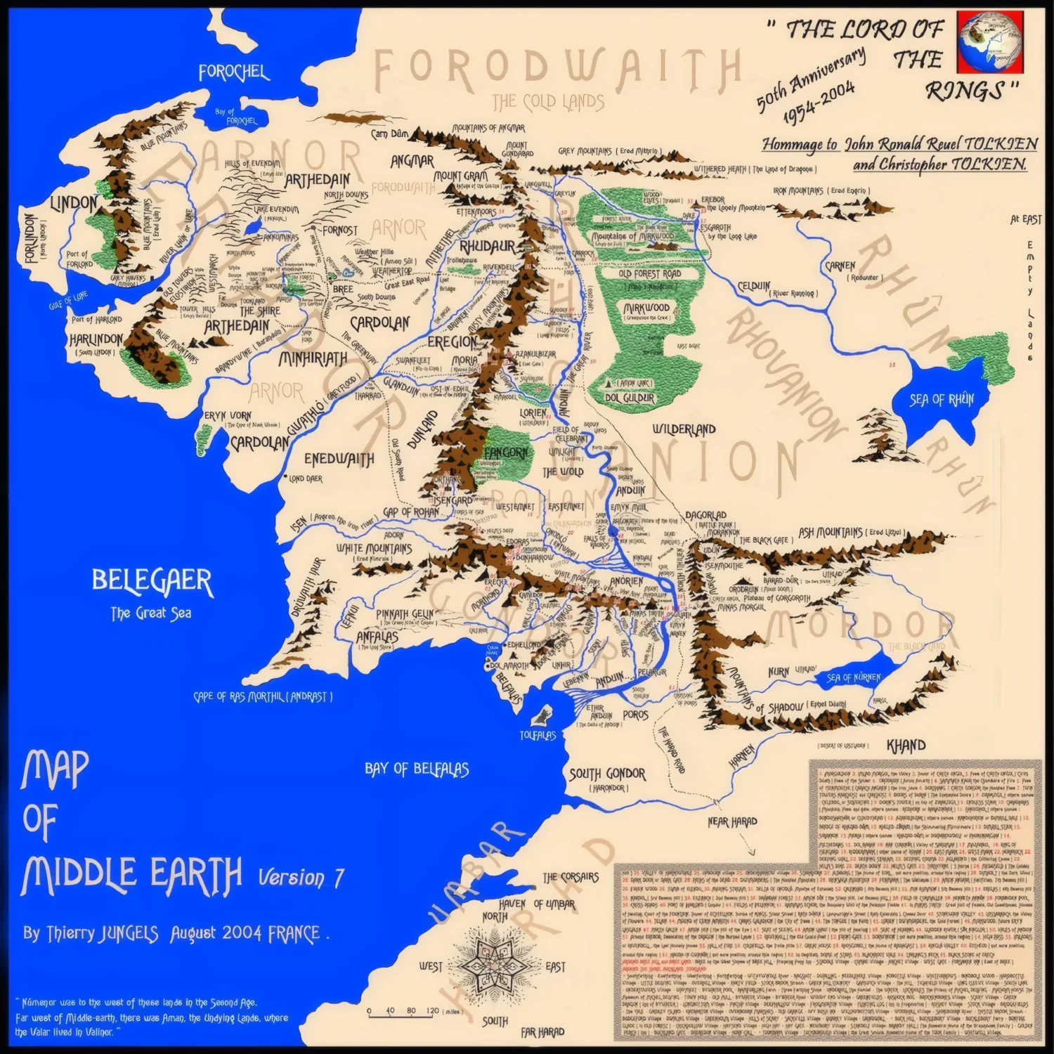 Atlas Mapa de la Tierra Media Tolkien – Poster Print A3Plus Super HD