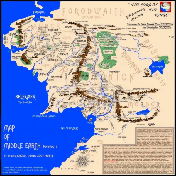 Atlas Mapa de la Tierra Media Tolkien – Poster Print A3Plus Super HD